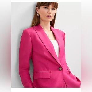 NEW $298 Ann Taylor Studio Collection one button fitted blazer sz 0 petunia